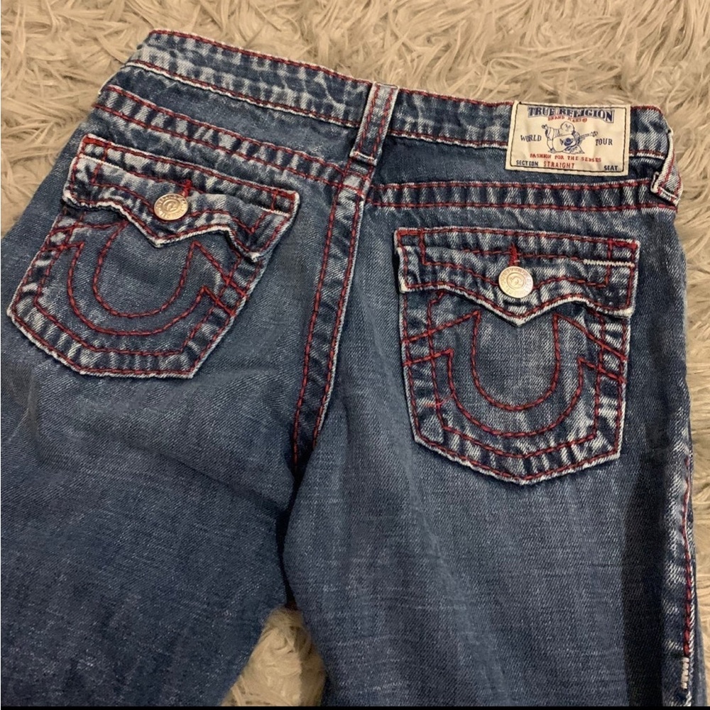 True Religion Jeans Red stitching medium/low rise striaght jeans